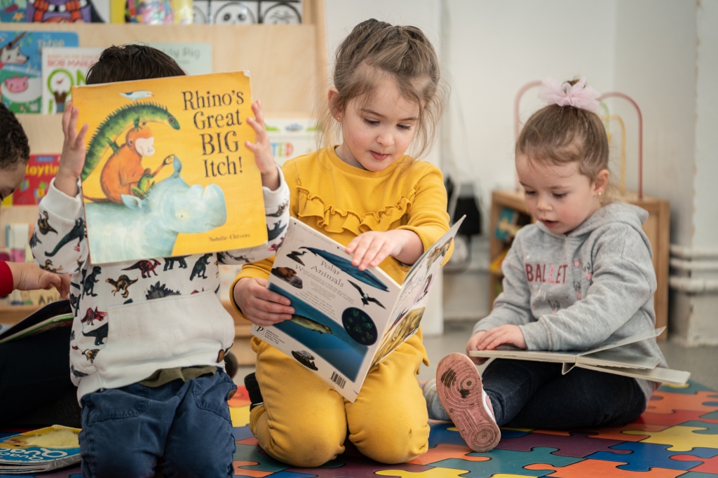 Children reading stories at PolkaDots Athlone Nursery